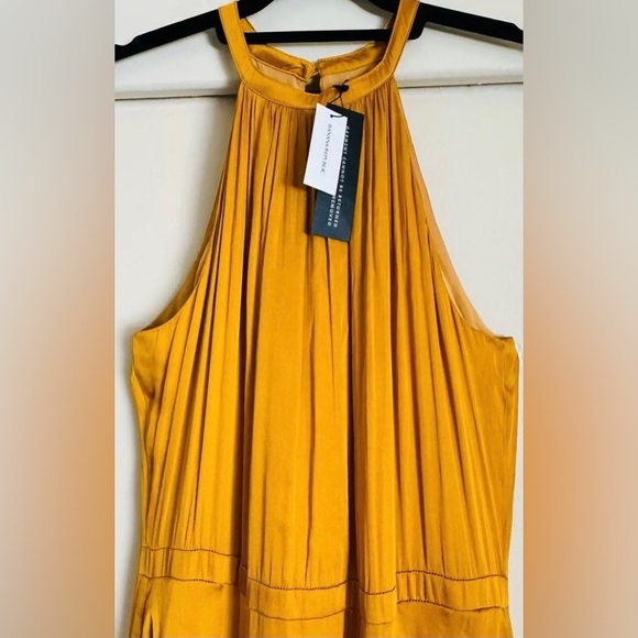 Stunning NWT 100% Silk Midi Dress, Color: Golden Yellow, & Size: 16 - Picture 9 of 16